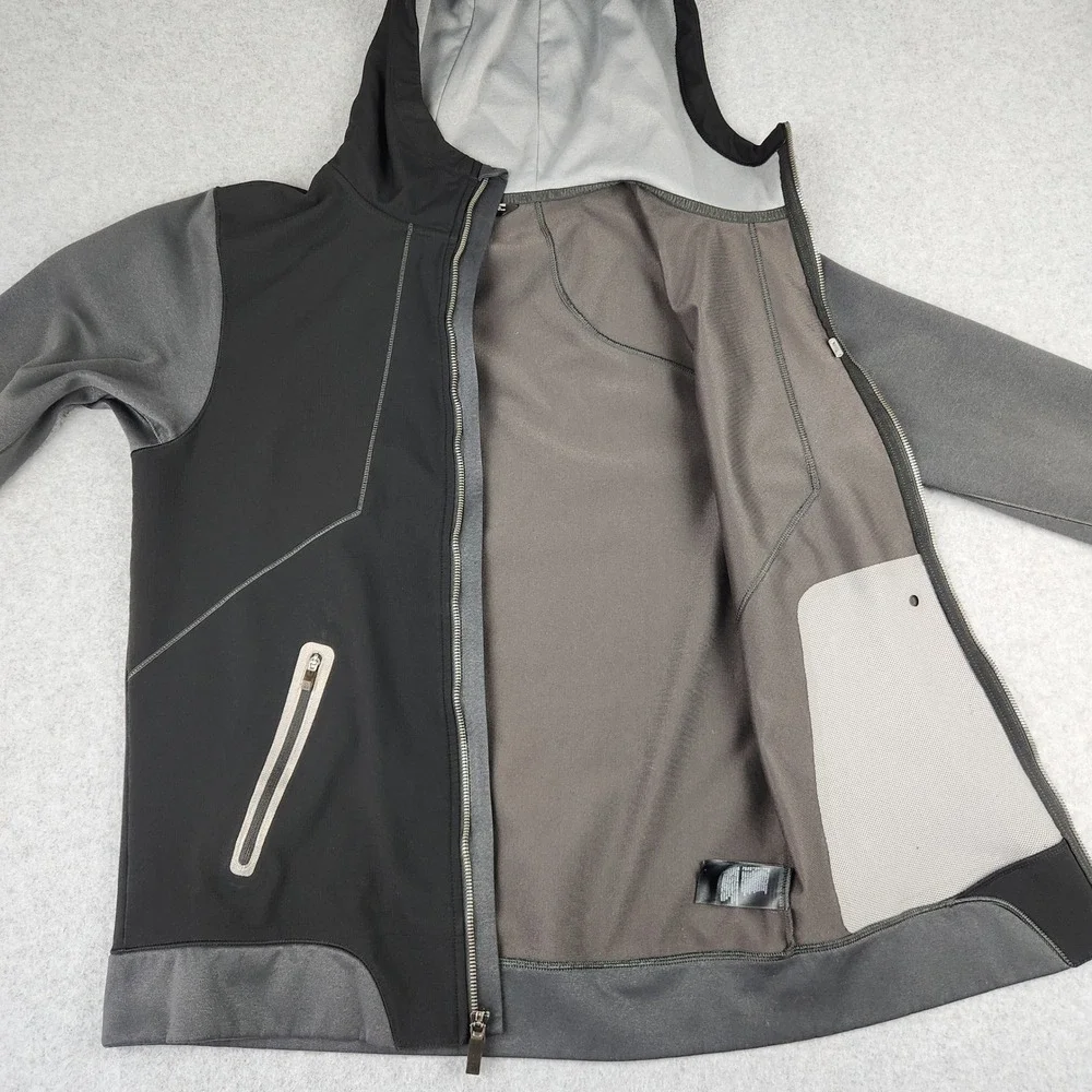 The North Face Hoodie‎ Mens S Black Grey Full Zip Technical Jacket Thumbholes